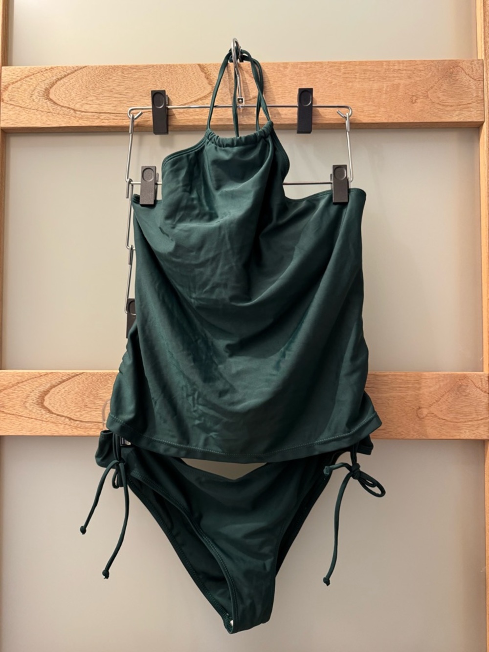 Dark Green Halter Tankini Swimsuit Set